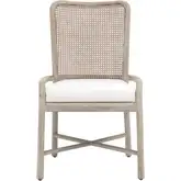 Avalon Dining Chair in Gray Mahogany, Cane & Peyton Pearl Fabric (Set of 2)